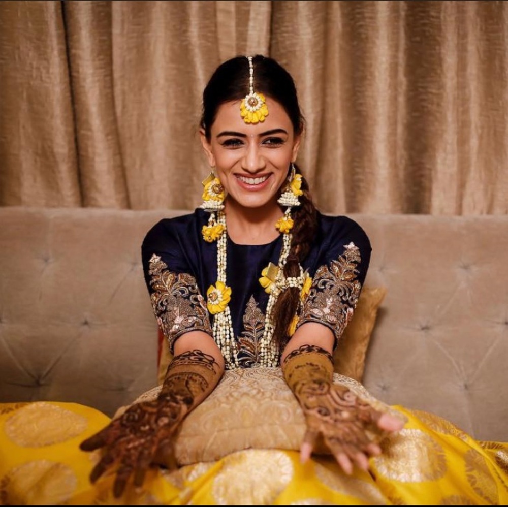 Kalki fashion yellow and navy lehenga